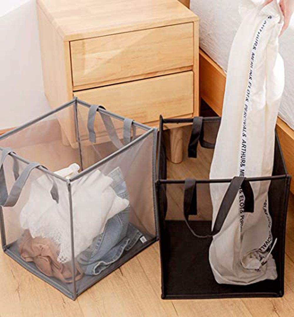 Pop Up Laundry Baskets - Mesh Collapsible Laundry Hampers Storage with Handle - Foldable for Washing Storage, Great for The Kids Room, College Dorm, Travel Organizer (Black) Pop Up Laundry Baskets - Mesh Collapsible Laundry Hampers Storage with Handle - Foldable for Washing Storage, Great for The Kids Room, College Dorm, Travel Organizer (Black)